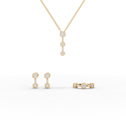 Hexagon Geometric Drop Moissanite Diamond Jewelry Set
