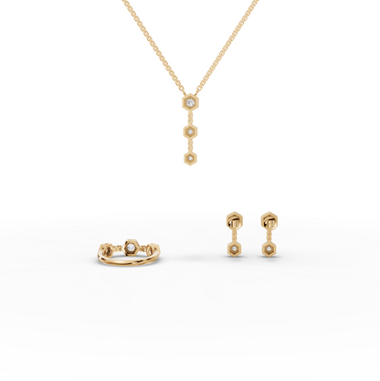 Hexagon Geometric Drop Moissanite Diamond Jewelry Set