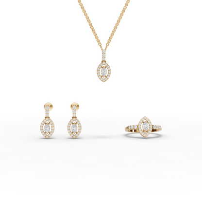Marquise Halo Moissanite Diamond Statement Jewelry Set