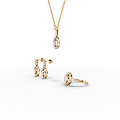 Marquise Halo Moissanite Diamond Statement Jewelry Set