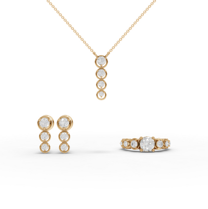 Round Bezel Drop Moissanite Diamond Jewelry Set