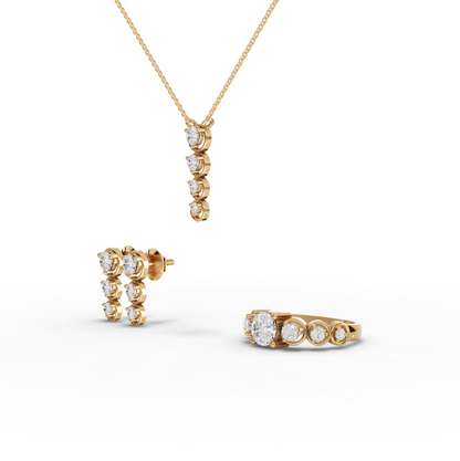 Round Bezel Drop Moissanite Diamond Jewelry Set
