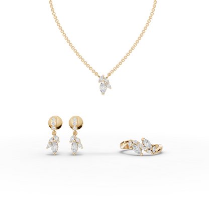 Marquise Cluster Moissanite Diamond Jewelry Set