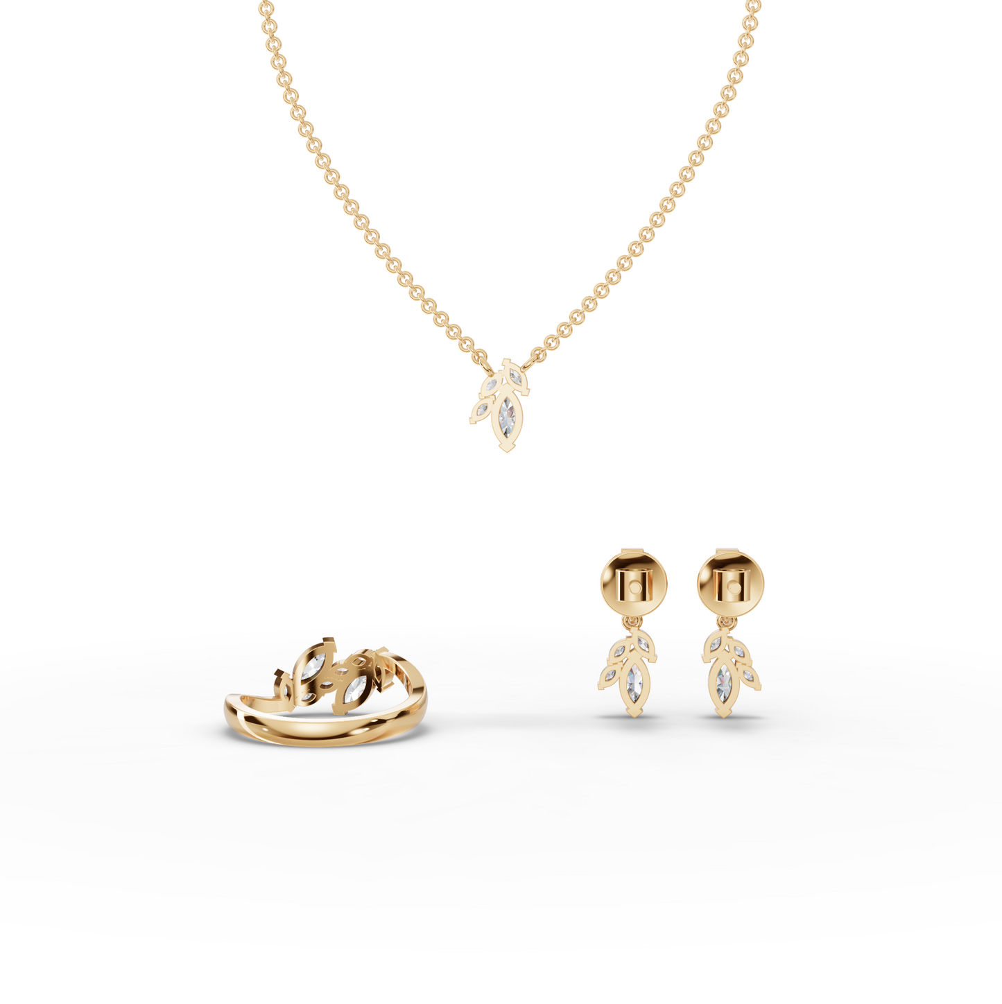 Marquise Cluster Moissanite Diamond Jewelry Set