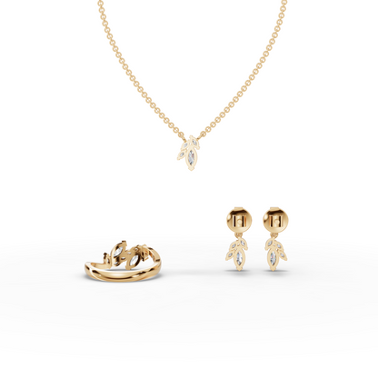 Marquise Cluster Moissanite Diamond Jewelry Set