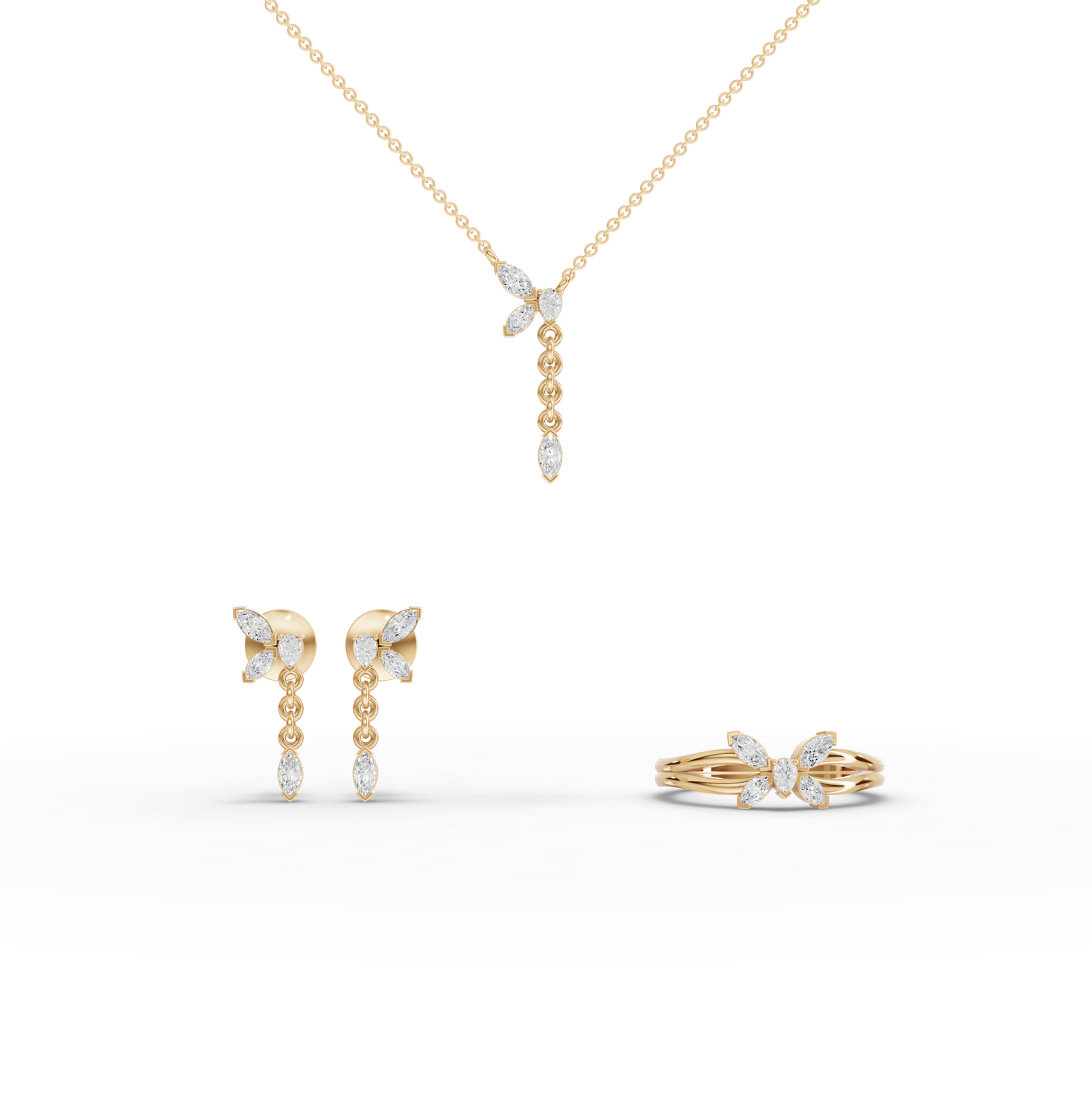 Marquise Butterfly Moissanite Diamond Jewelry Set