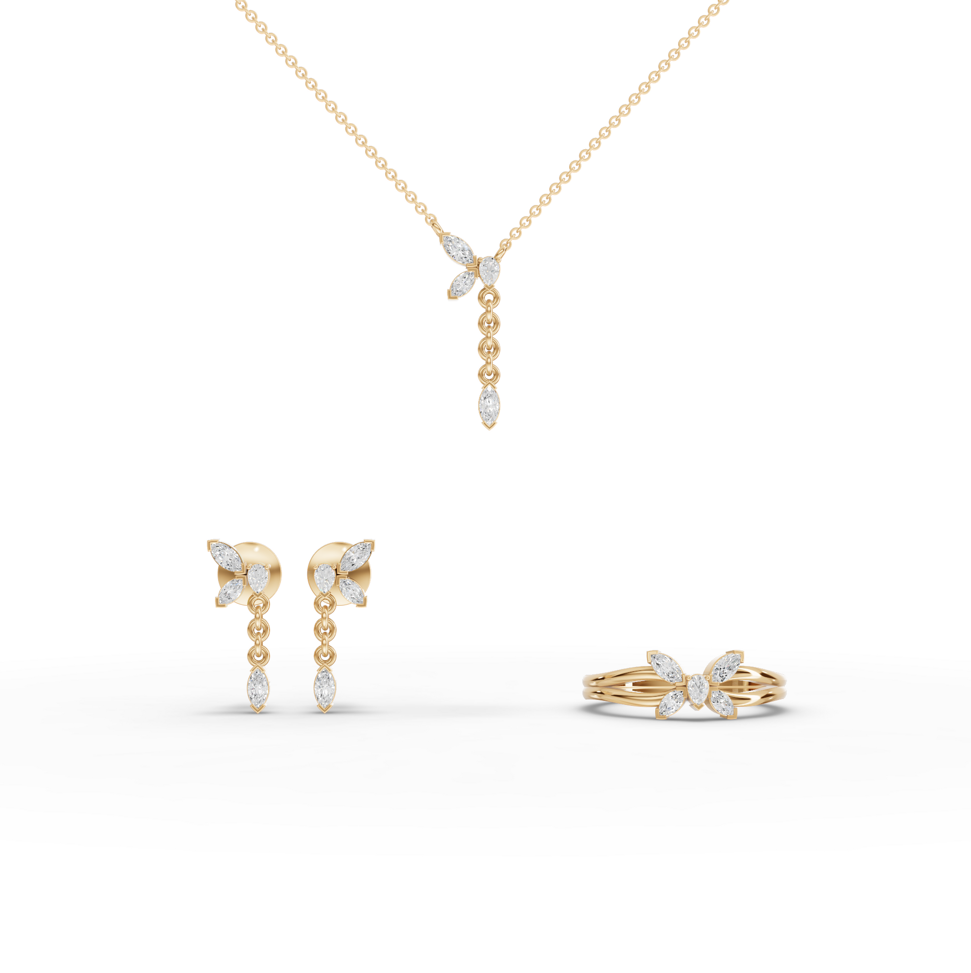 Marquise Butterfly Moissanite Diamond Jewelry Set