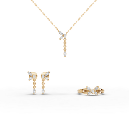 Marquise Butterfly Moissanite Diamond Jewelry Set