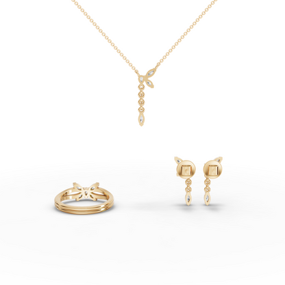 Marquise Butterfly Moissanite Diamond Jewelry Set