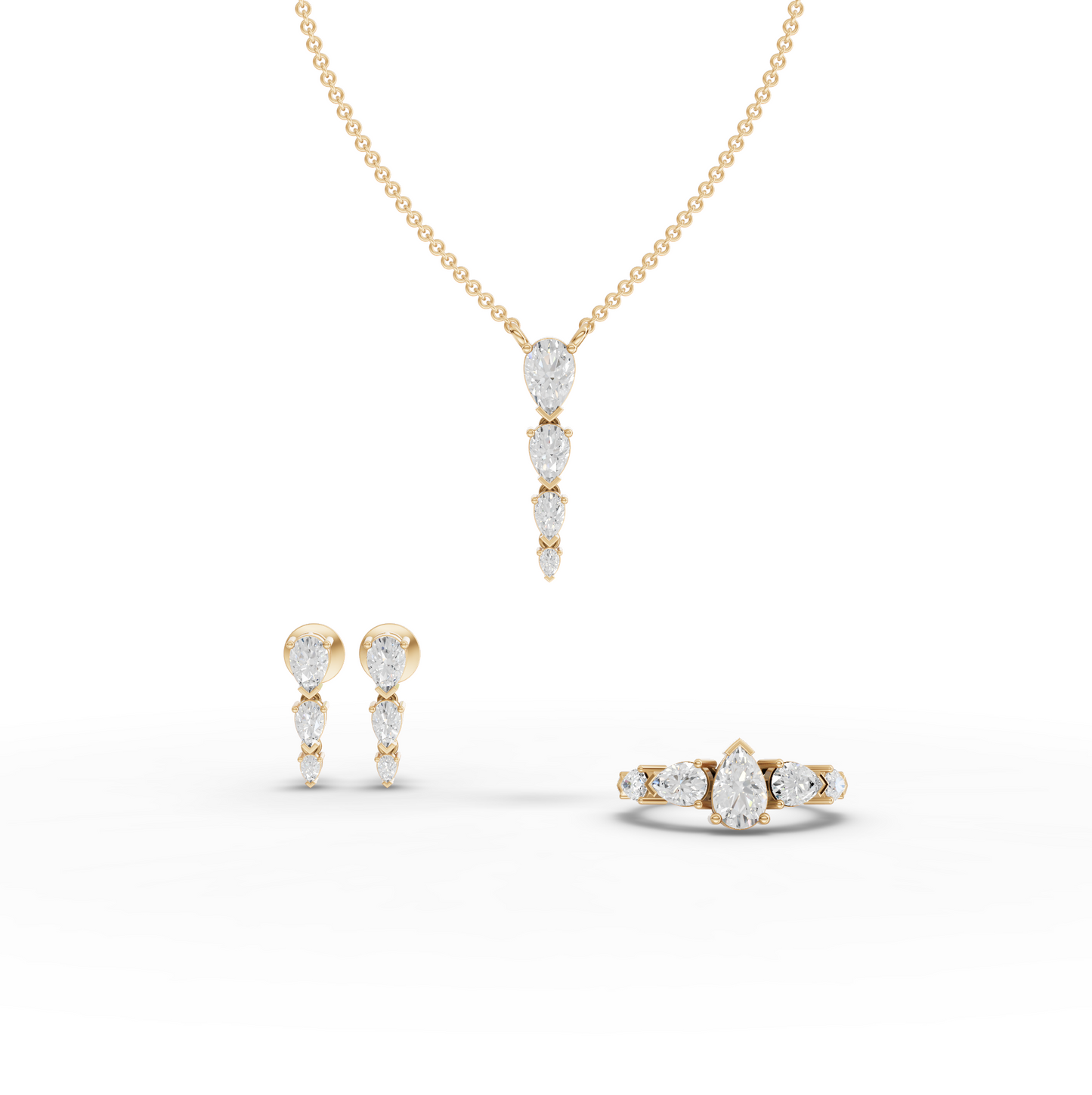Pear-Shaped Modern Moissanite Diamond Statement Jewelry Set