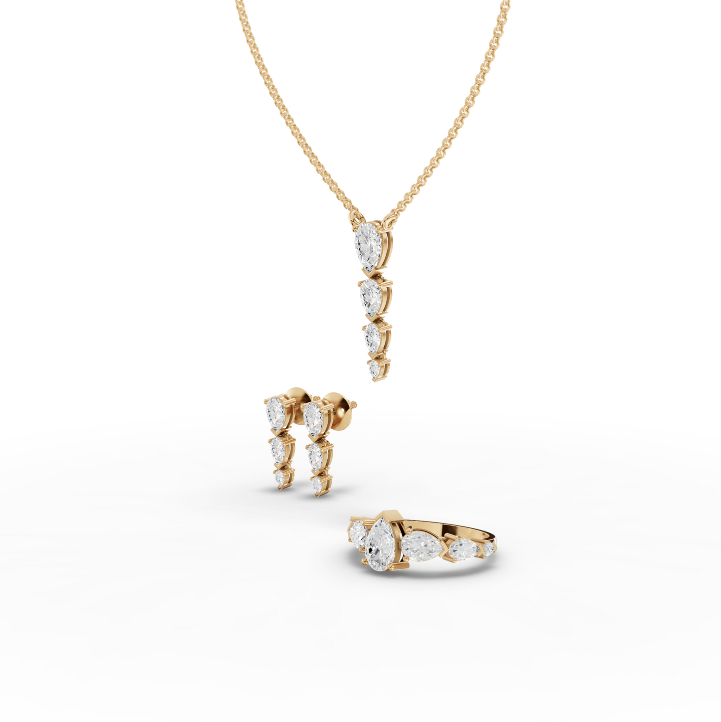Pear-Shaped Modern Moissanite Diamond Statement Jewelry Set