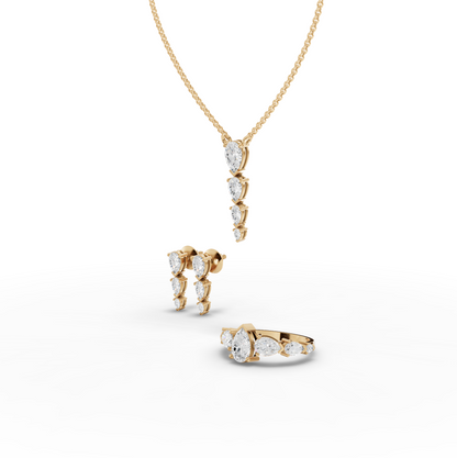Pear-Shaped Modern Moissanite Diamond Statement Jewelry Set