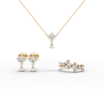 Marquise & Pear Floral Moissanite Diamond Jewelry Set