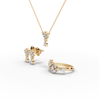 Marquise & Pear Floral Moissanite Diamond Jewelry Set