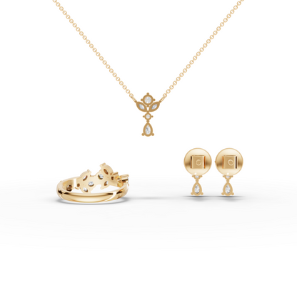 Marquise & Pear Floral Moissanite Diamond Jewelry Set