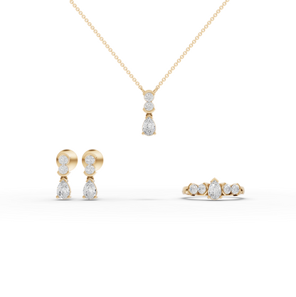 Pear & Round Moissanite Diamond Statement Jewelry Set
