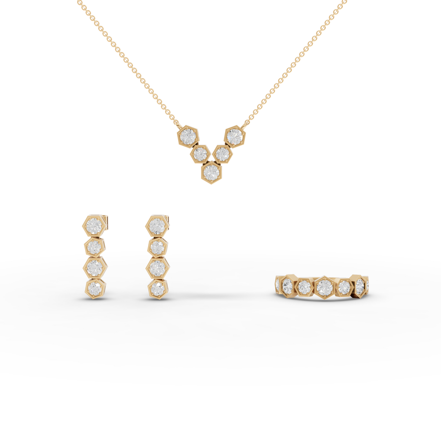 Hexagon Round Cluster Moissanite Diamond Pendant Necklace