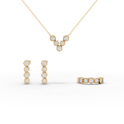 Hexagon Round Cluster Moissanite Diamond Pendant Necklace