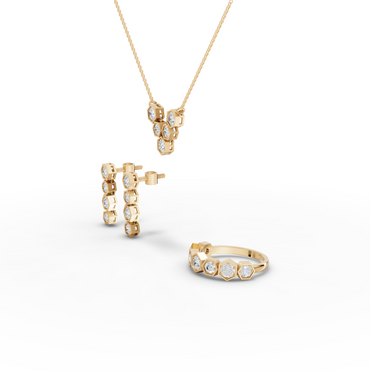 Hexagon Round Cluster Moissanite Diamond Pendant Necklace