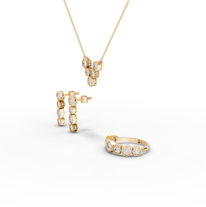 Hexagon Round Cluster Moissanite Diamond Pendant Necklace