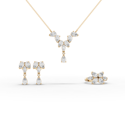 Marquise & Pear Cascade Moissanite Diamond Jewelry Set