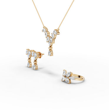 Marquise & Pear Cascade Moissanite Diamond Jewelry Set