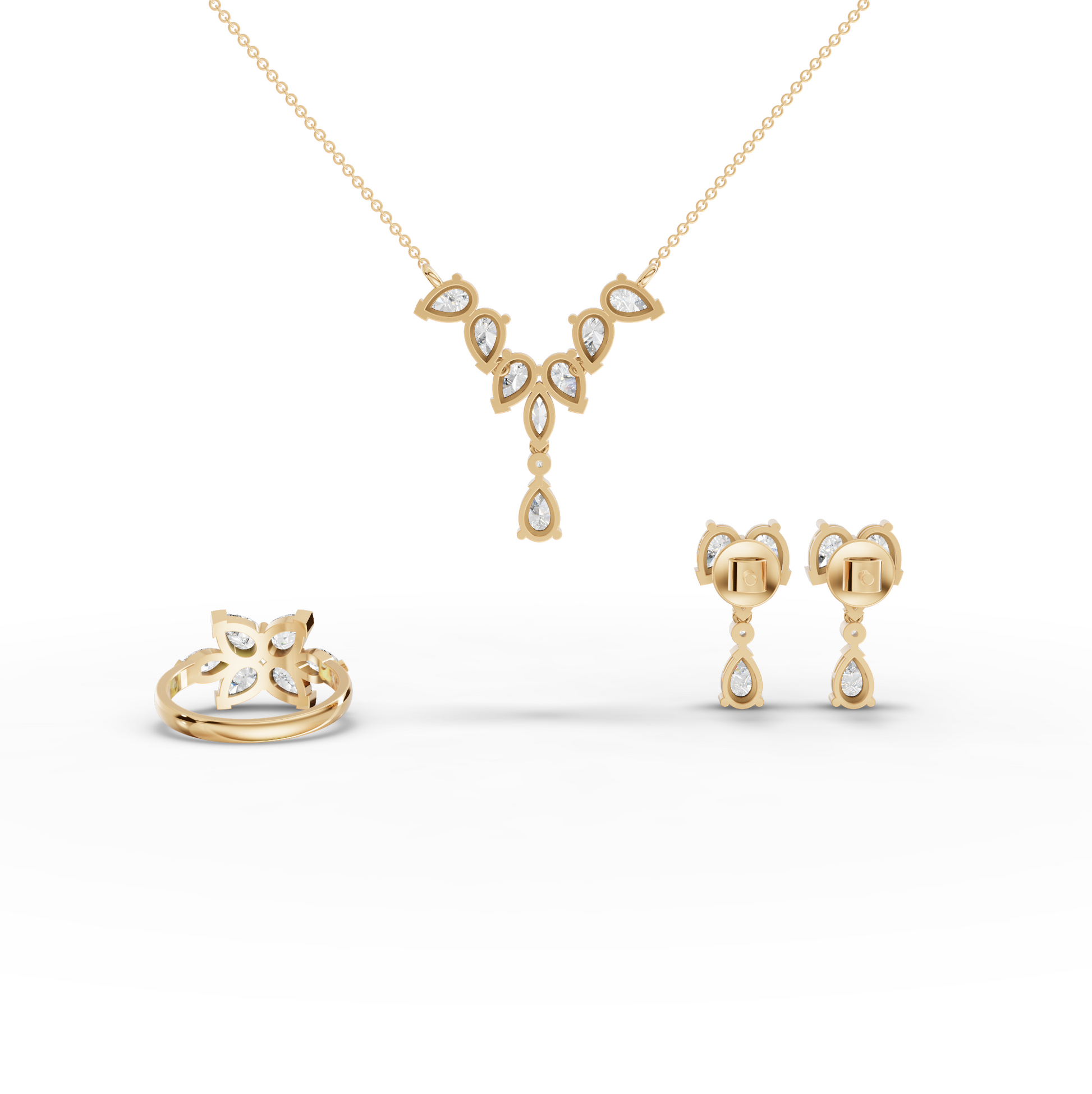 Marquise & Pear Cascade Moissanite Diamond Jewelry Set