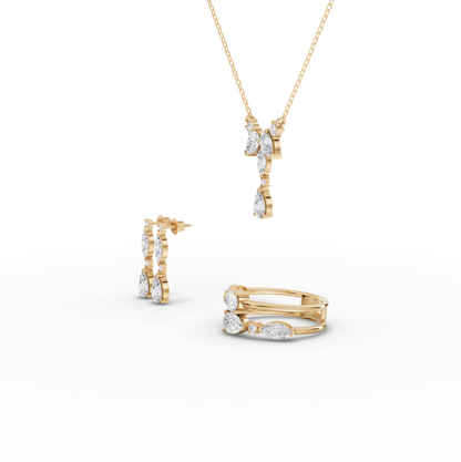 Marquise & Pear Drop Moissanite Diamond Jewelry Set with Y Necklace