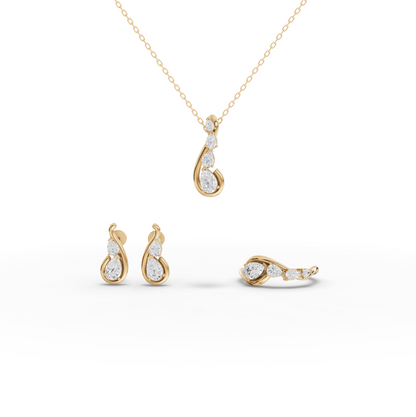 Pear Swirl Moissanite Diamond Jewelry Set