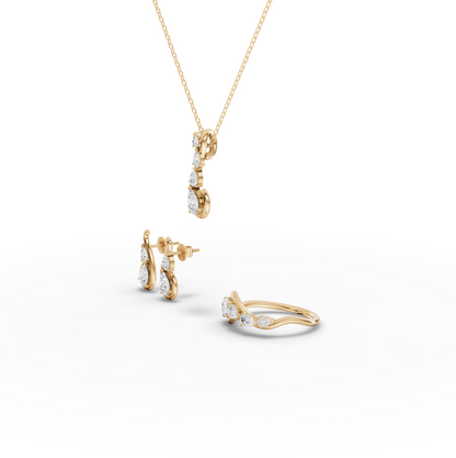 Pear Swirl Moissanite Diamond Jewelry Set