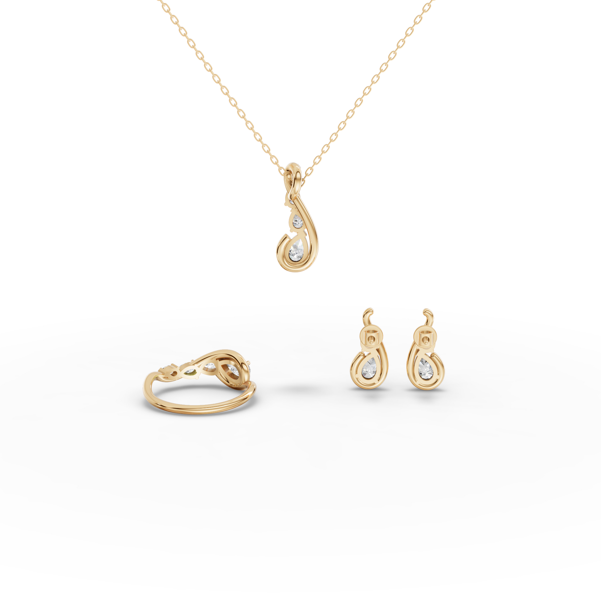 Pear Swirl Moissanite Diamond Jewelry Set