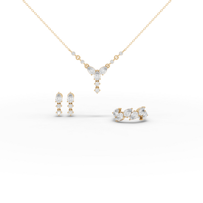 Floral Drop Moissanite Diamond Jewelry Set