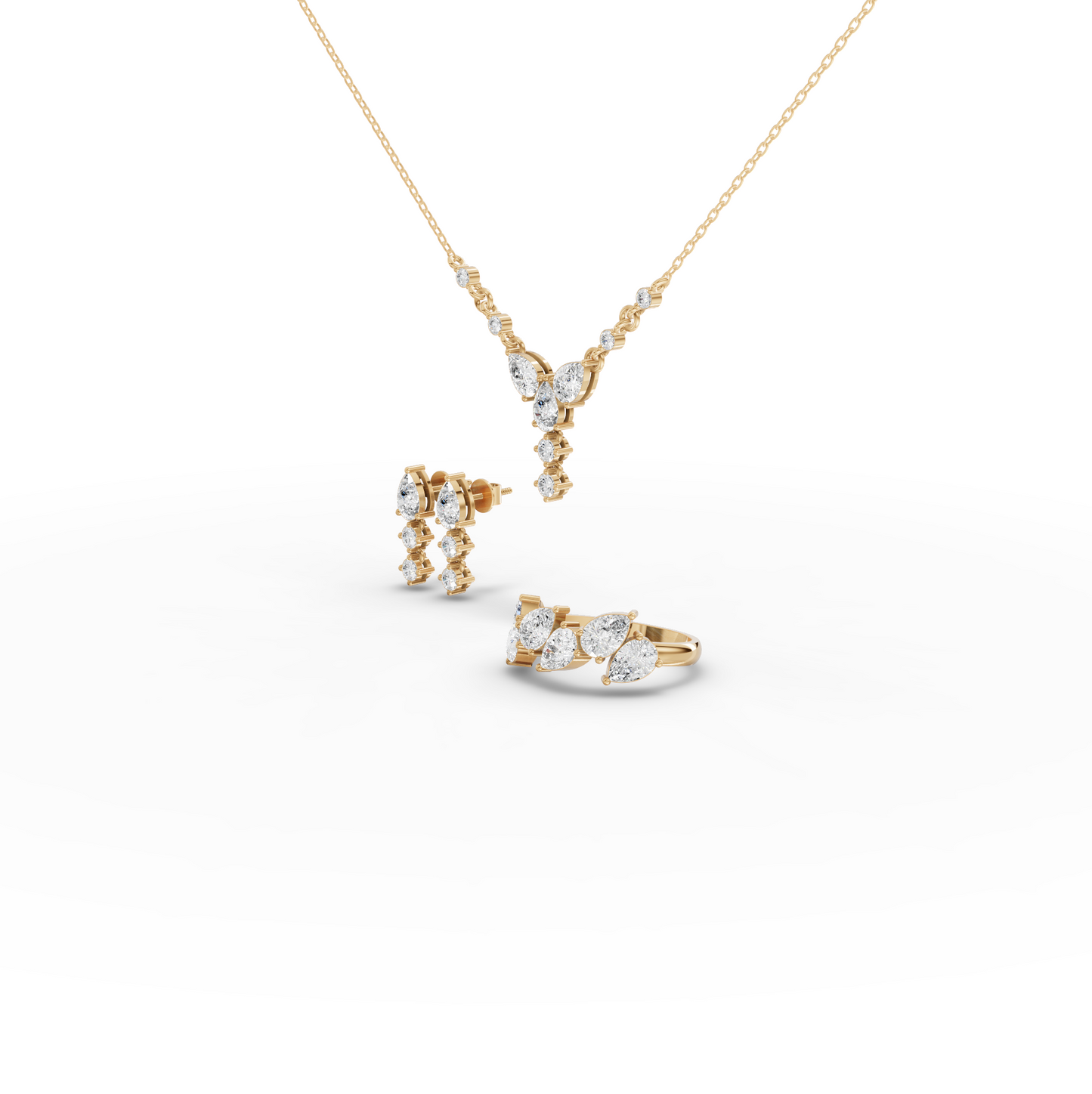 Floral Drop Moissanite Diamond Jewelry Set