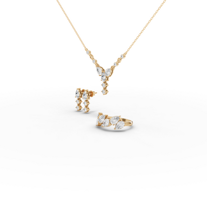 Floral Drop Moissanite Diamond Jewelry Set