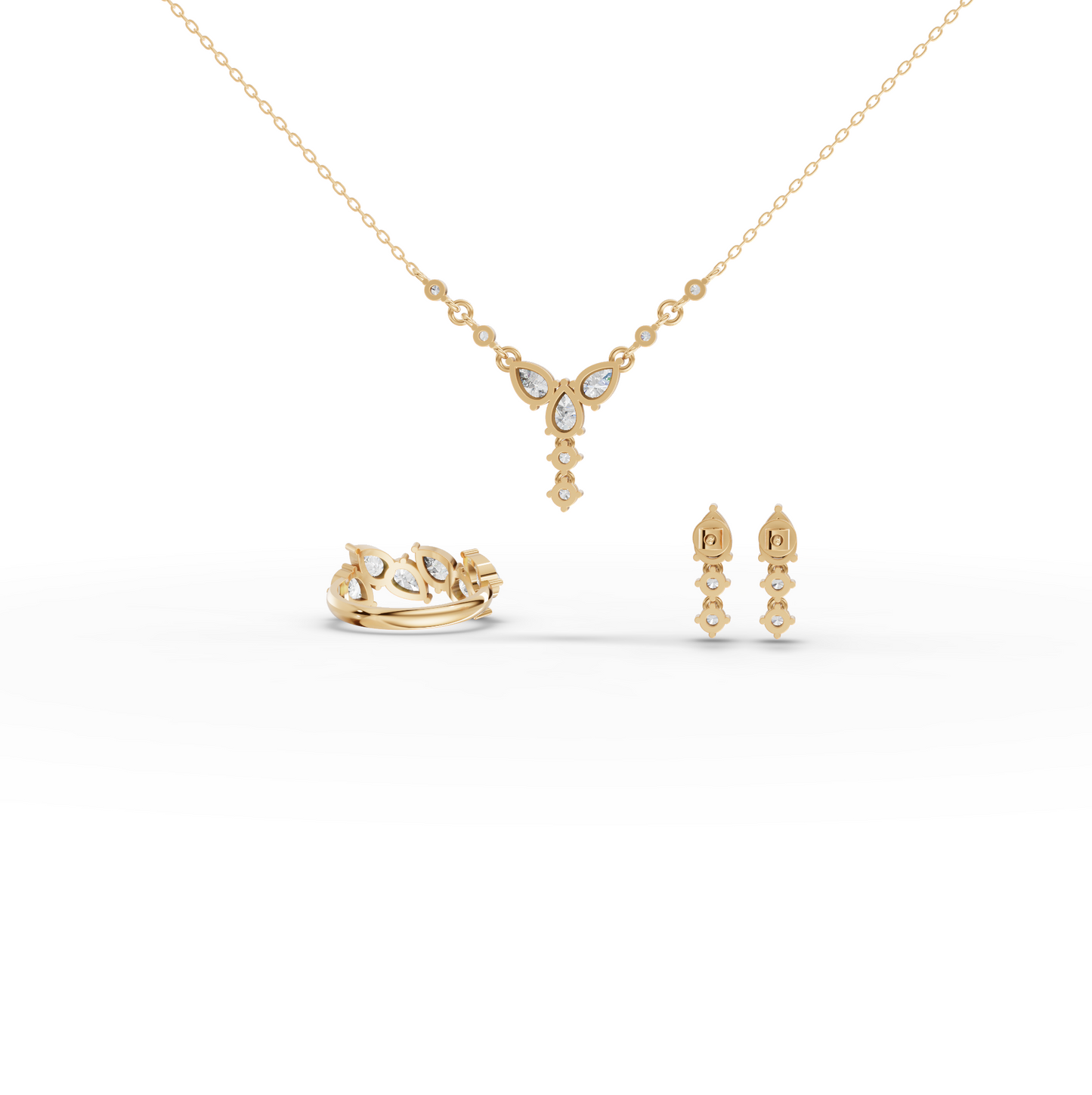 Floral Drop Moissanite Diamond Jewelry Set