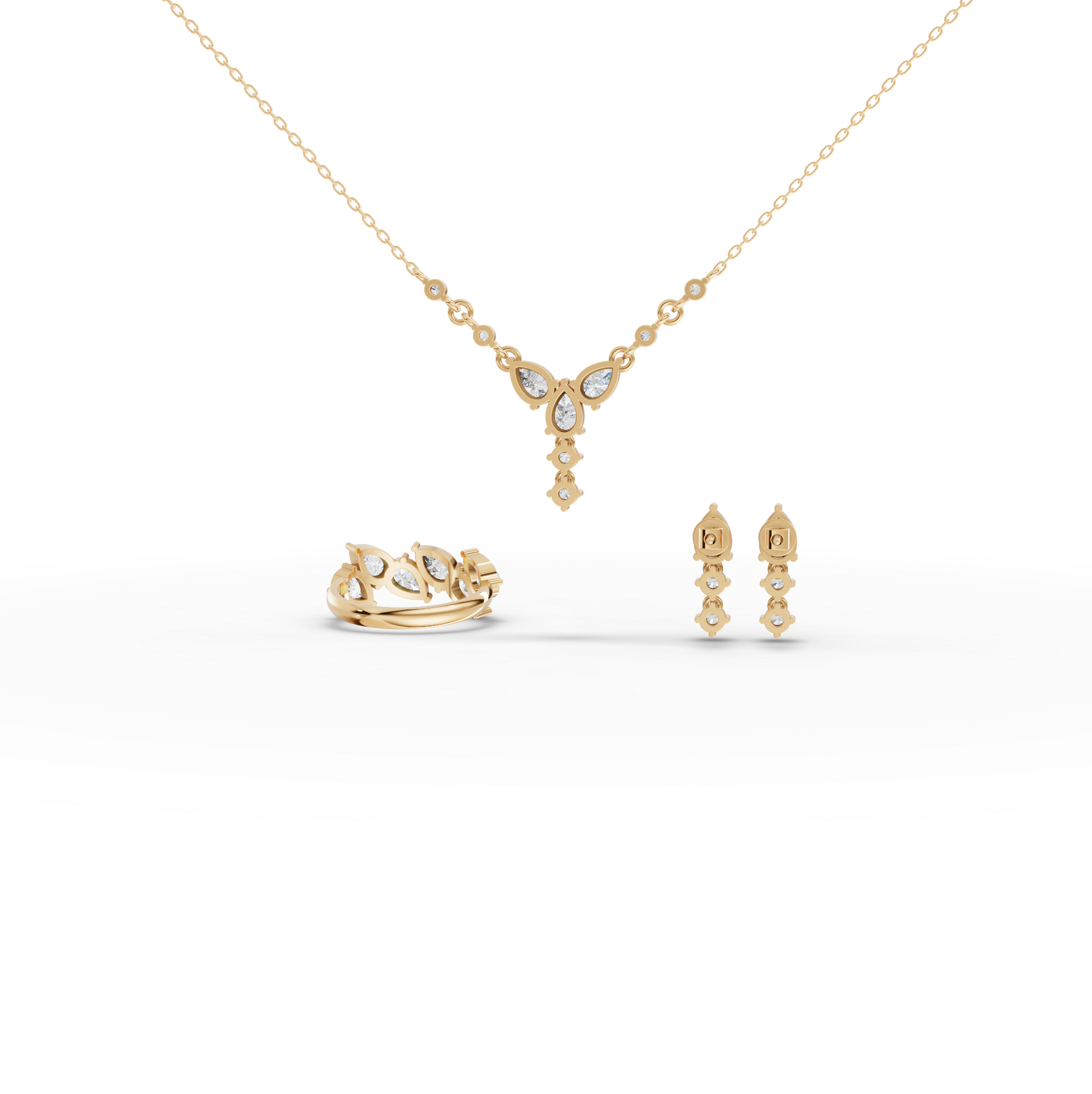 Floral Drop Moissanite Diamond Jewelry Set
