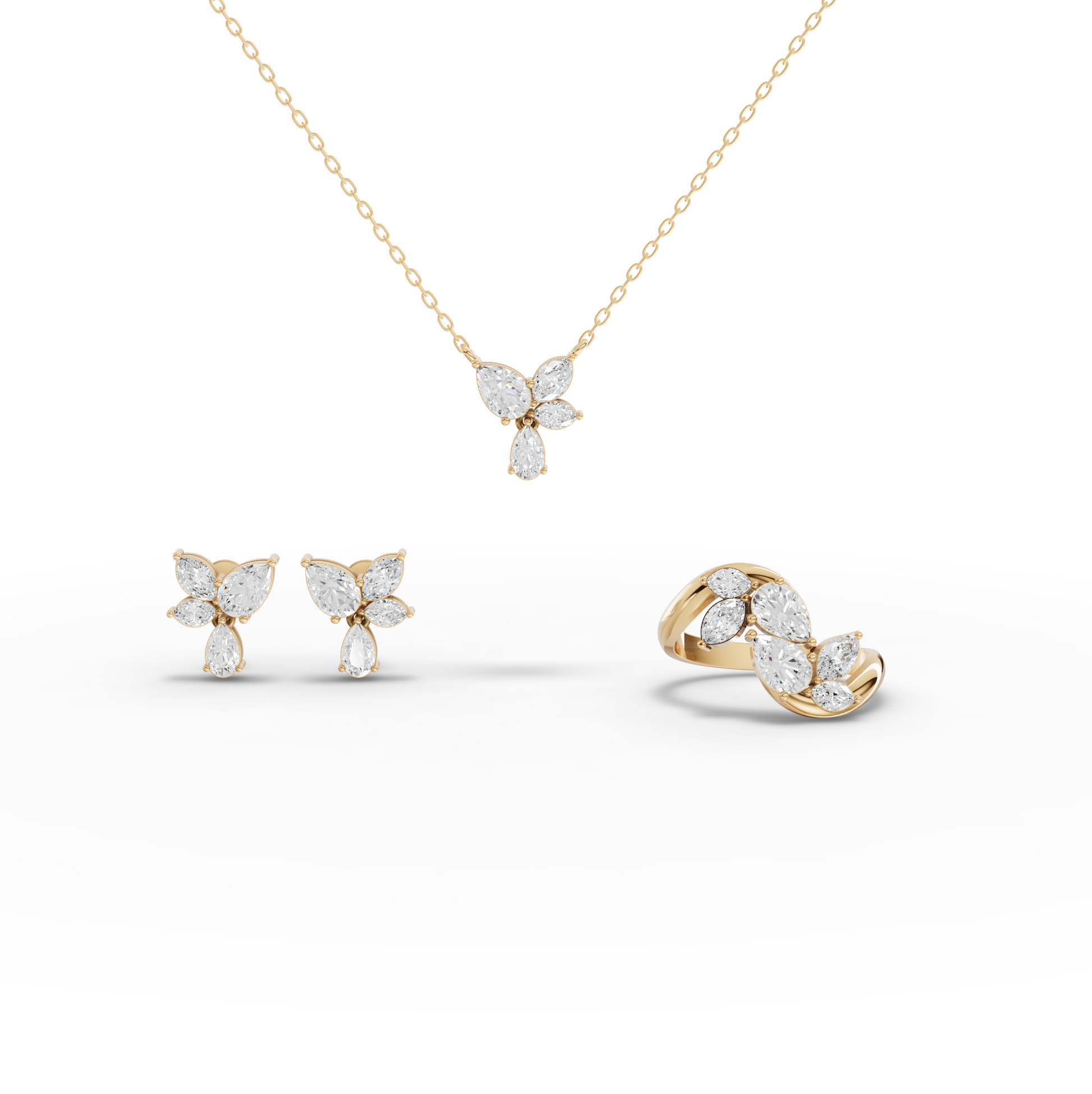 Butterfly Floral Moissanite Diamond Jewelry Set