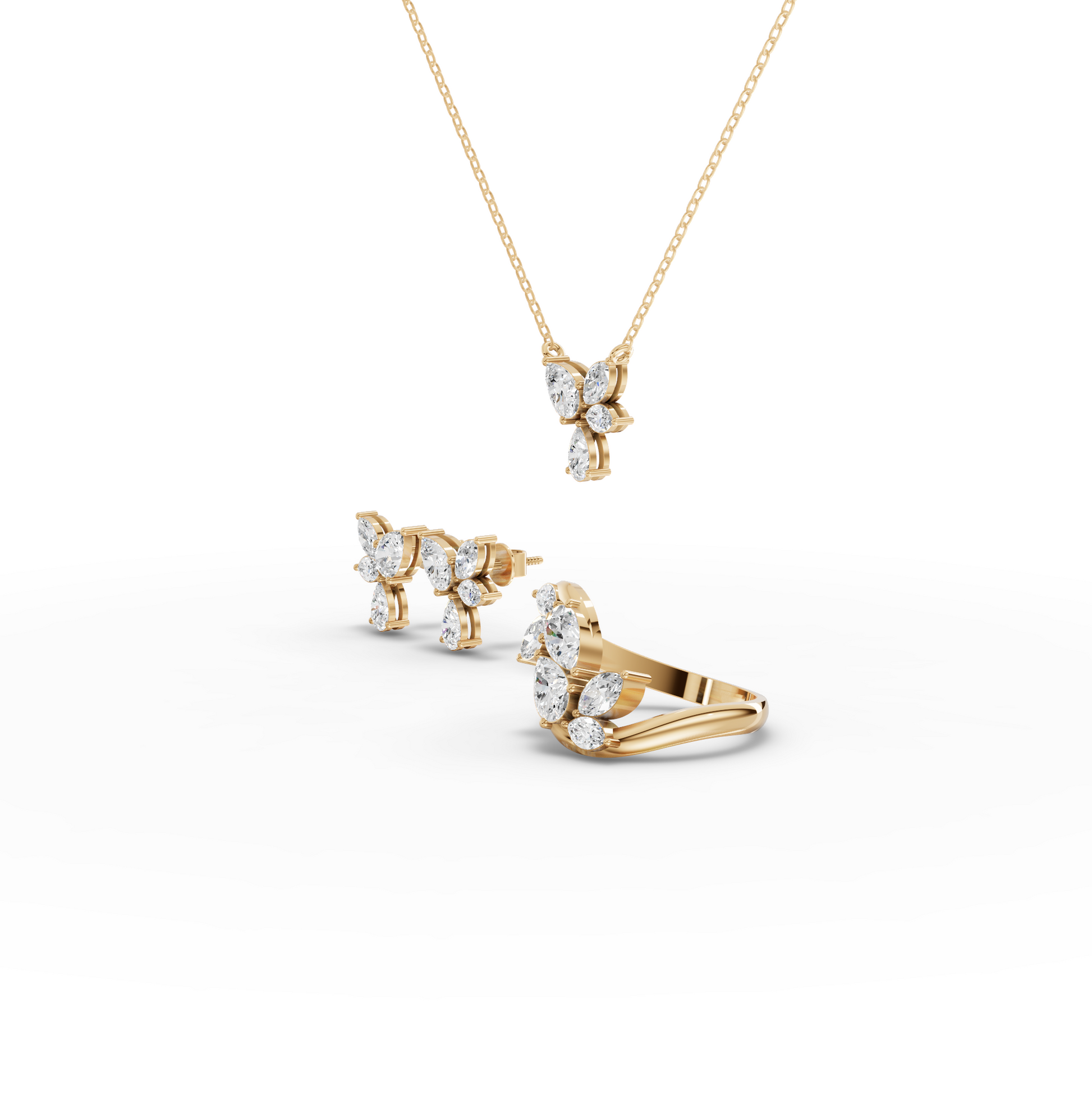 Butterfly Floral Moissanite Diamond Jewelry Set