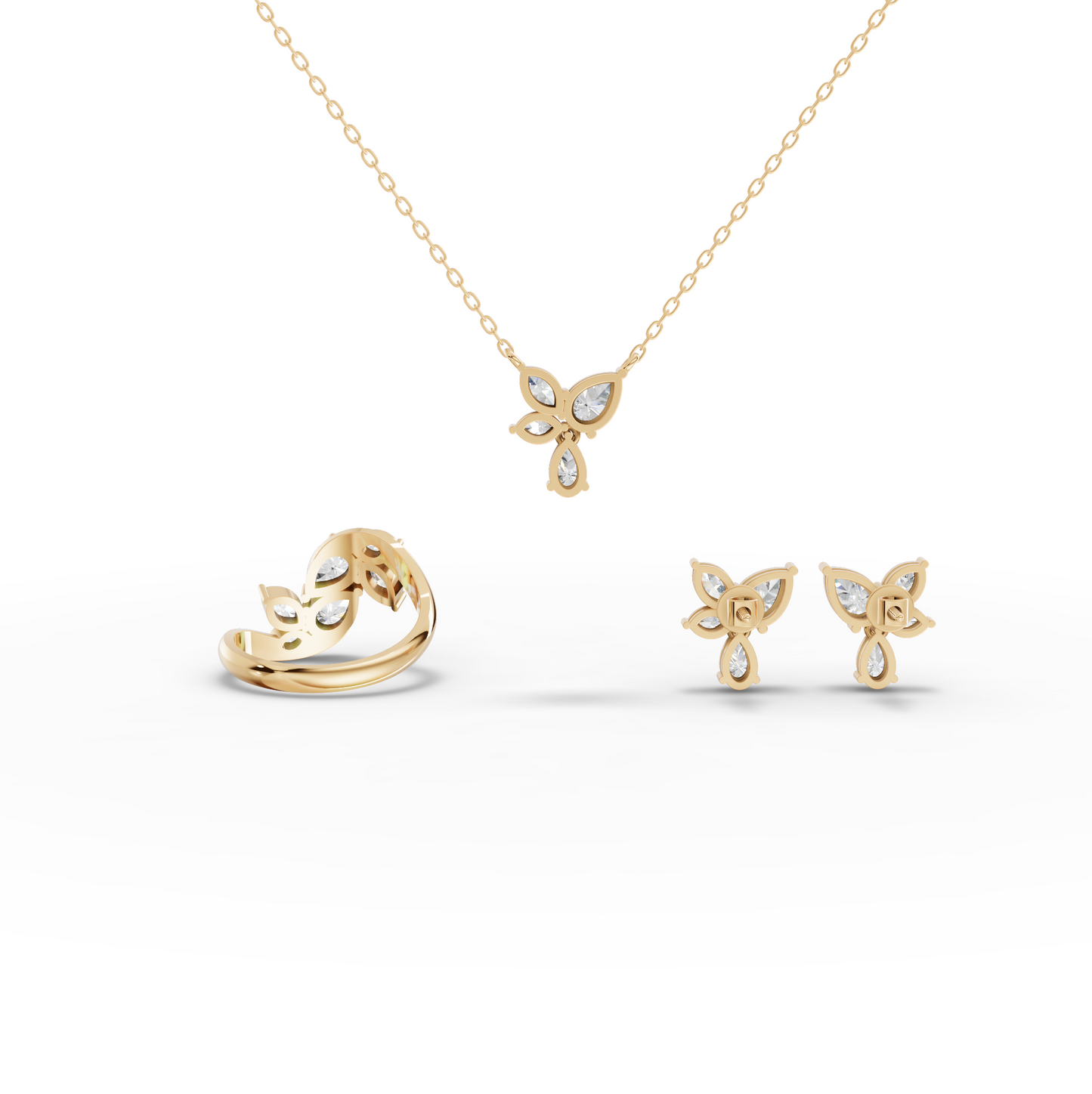 Butterfly Floral Moissanite Diamond Jewelry Set