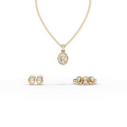 Modern Oval Swirl Moissanite Diamond Jewelry Set