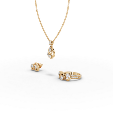 Modern Oval Swirl Moissanite Diamond Jewelry Set