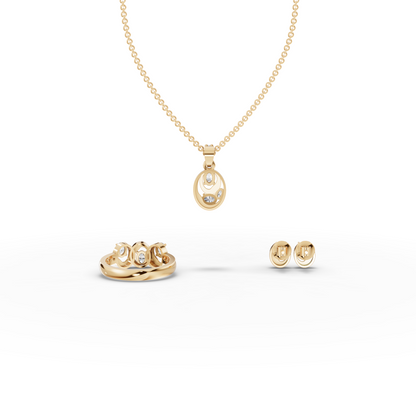 Modern Oval Swirl Moissanite Diamond Jewelry Set
