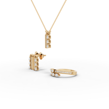 Pear & Vertical Bar Moissanite Diamond Jewelry Set