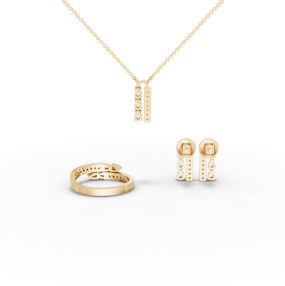 Pear & Vertical Bar Moissanite Diamond Jewelry Set