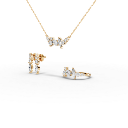 Multi Shape Cluster Moissanite Diamond Jewelry Set
