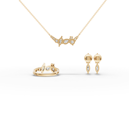 Multi Shape Cluster Moissanite Diamond Jewelry Set
