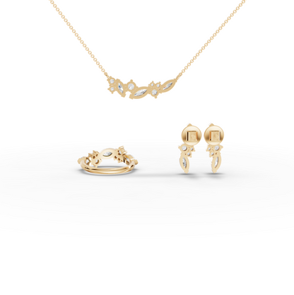 Multi Shape Cluster Moissanite Diamond Jewelry Set