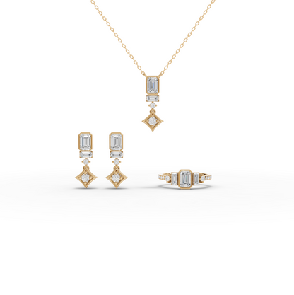 Statememnt Emerald Cut Moissanite Diamond Jewelry Set