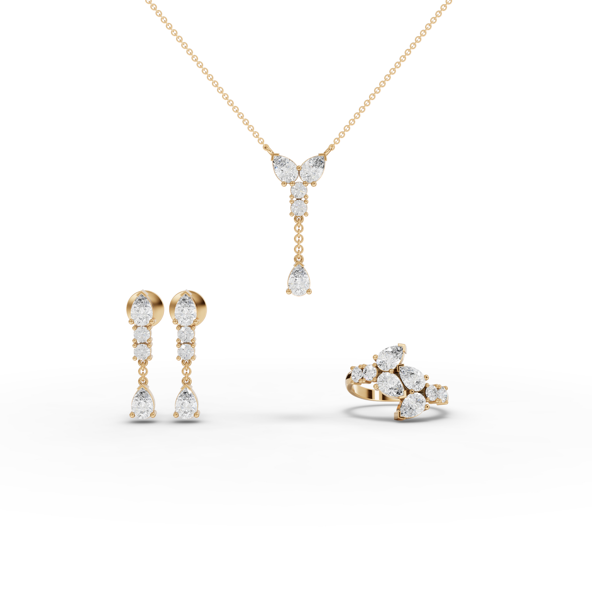 Pear & Round Statement Moissanite Diamond Jewelry Set