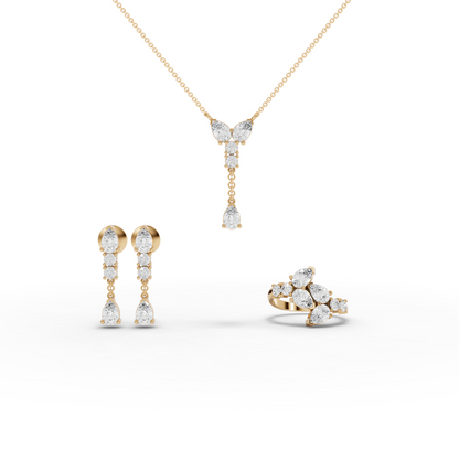 Pear & Round Statement Moissanite Diamond Jewelry Set